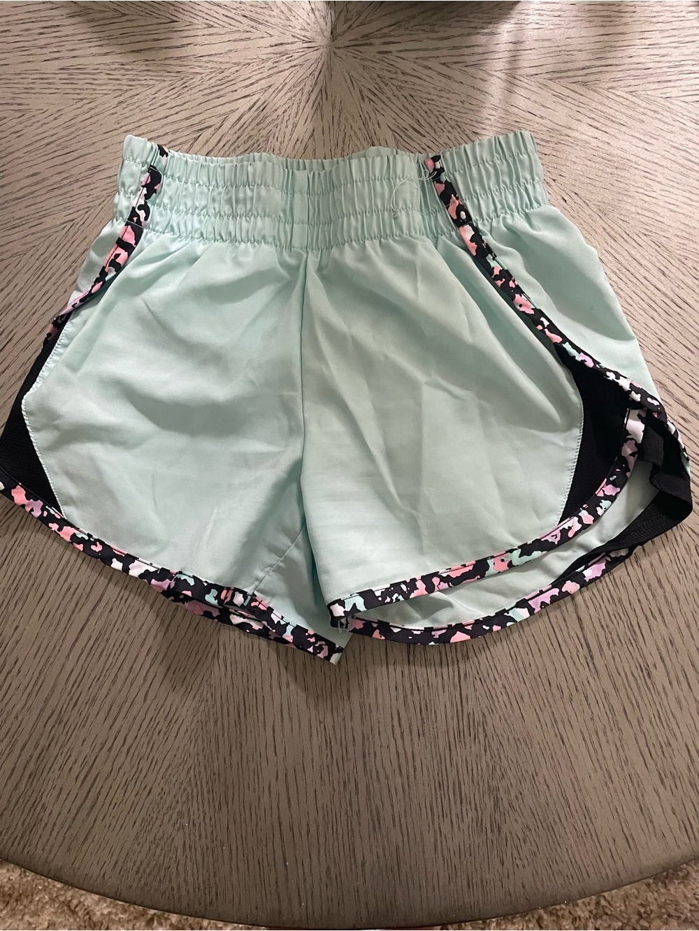 Athletic Works Mint Green Women's Running Shorts with Pink Print Trim